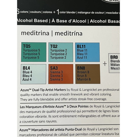 Royal & Langnickel Azure 7pc Dual-Tip Alcohol Based Marker Set & Blender - Picture 4 of 4